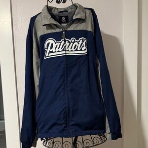 NFL Team New England Patriots Apparel Blue Charcoal Jacket, size Large.